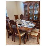 dining table with six chairs and one leaf