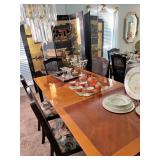 beautiful inlayed dining table and six chairs