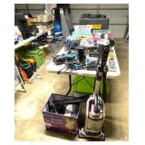 Shark upright vacuum with all accessories including canister caddy.