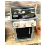 Weber three burner grill, cover, and almost full propane cylinder cylinder.