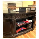 Beautiful ebony and leather kidney shaped executive desk