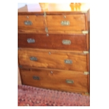 Antique campaign chest Nineteenth century brass bound teak campaign chest. 