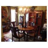 antique dining table - 1 leaf - brand new chairs out of storage