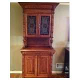 Antique Hunt Board origainal with stain glass