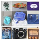 Stunning New Brahmin Indigo Strada Leather Tucker Tote - New Ruffoni Convivium Hammered Copper Stock