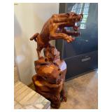 4ft Tall 2-piece Burl Wood Hand-Carved Panther - Accepting offers as owner has a minimum(please call