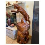 4ft Tall 2-piece Burl Wood Hand-Carved Panther - Accepting offers as owner has a minimum(please call