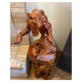 4ft Tall 2-piece Burl Wood Hand-Carved Panther - Accepting offers as owner has a minimum(please call