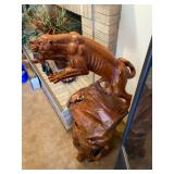 4ft Tall 2-piece Burl Wood Hand-Carved Panther - Accepting offers as owner has a minimum(please call