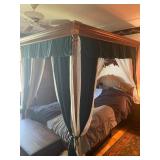 Four Poster Canopy Queen Waterbed w/Top Mattress - 94" Long x 72" Wide x 80" Tall - Pre-Sale $500