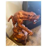 4ft Tall 2-piece Burl Wood Hand-Carved Panther - Accepting offers as owner has a minimum(please call