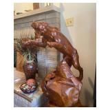 4ft Tall 2-piece Burl Wood Hand-Carved Panther - Accepting offers as owner has a minimum(please call