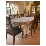 Vintage Henredon Dining Table, 2 Leafs & 8 Chairs w/Table Pad - 65" Length + 20" per Leaf x 45" Wide