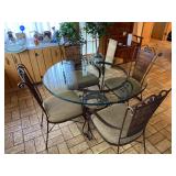 Bassett Furniture Wrought Iron Glass Top Table w/4 Chairs - $250 Set - Diameter 47.5" x 30" H. 