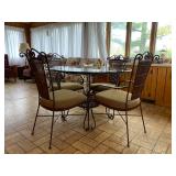 Bassett Furniture Wrought Iron Glass Top Table w/4 Chairs - $250 Set - Diameter 47.5" x 30" H. 