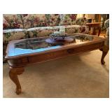 Master Home Furniture Co. Carved Wood w/Beveled Glass Inserts Coffee table - $75 - 28" Wide x 49" Lo