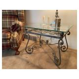 Wrought Iron Bevelled Glass Table - $90 - 30" Wide x 24" Deep x 23" High 