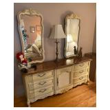 Vintage Stanley Furniture French Provincial Canary Yellow Double Mirror 9-Draw Dresser - $360 - 73" 