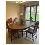Walter of Wabash Oak Leaf Dining Table & 6 Chairs - 72" Long x 53" Wide x 29" Tall (Measurements are