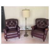 2 x Lane Tufted Bonded Leather Reclining Armchair - 38"Tall x 33" Wide x 36" Deep - $140 & $80 (as i