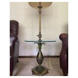 Hollywood Regency Colonial Premier Co Pineapple Brass Floor Lamp w/Glass Top - 61" Tall x 20" Diamet
