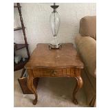 Drexel One-Drawer Queen Anne Side Table - 27" Long x 22" Wide x 22" Tall - $60