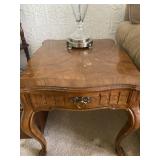 Drexel One-Drawer Queen Anne Side Table - 27" Long x 22" Wide x 22" Tall - $60