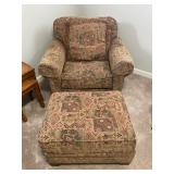 Chair w/Ottoman - 39" Wide x 39" Deep x 35" Tall + Ottoman 28" W x 22" D x 17" H - $75 