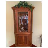 Richardson Bros. 2PC Lighted Corner Curio W/Leaded Beveled Glass - 80"H x 28"W x 28"D-$140