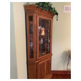 Richardson Bros. 2PC Lighted Corner Curio W/Leaded Beveled Glass - 80"H x 28"W x 28"D-$140