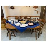 2-Leaf Oak Kitchen Table w/4 Chairs Made in Yugoslavia - $160 - 64"L x 41"W x 30"H + 2 x 12" Leaves
