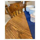 2-Leaf Oak Kitchen Table w/4 Chairs Made in Yugoslavia - $160 - 64"L x 41"W x 30"H + 2 x 12" Leaves