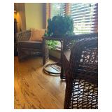 3PC Rattan/Wicker Bistro Set - 30"H x 27"W x 29"D (Chairs) + 25"H x 22"R (Table) - $150