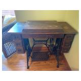 Antique Singer Sewing Machine & Cabinet - 31"H x 37"W x 17.5"D - $280