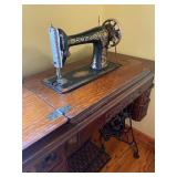 Antique Singer Sewing Machine & Cabinet - 31"H x 37"W x 17.5"D - $280