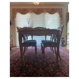 Lenoir/Broyhill 3-Leaf Dining Table w/4 Chairs (Can Seat 8) - 29"H x 102"W x 43"D - $175
