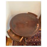 Antique 2-Drawer Leather Top Drum Table - 27"H x 27"Dia. - $60