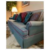 Green & Red Upholstered 3-Seater Sofa - 33"H x 87"W x 33"D - $160
