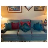 Green & Red Upholstered 3-Seater Sofa - 33"H x 87"W x 33"D - $160