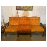 Vintage Gold & Red Striped 3-Seater Sofa - 35"H x 80"W x 35"D - $100