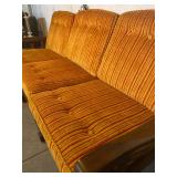 Vintage Gold & Red Striped 3-Seater Sofa - 35"H x 80"W x 35"D - $100