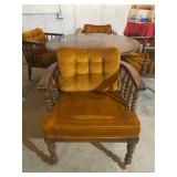 Vintage Wood Round Table w/4 Barrel Chairs - 26.5"H x 48"Dia (Table) + 30"H x 26"W x 27"D - $140