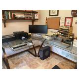 Glass Top Modular Corner Desk - 30"H x 27.5"D x Sides are 68" & 82" - $140 