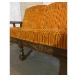 Vintage Gold & Red Striped Loveseat - 35"H x 56"W x 35"D - $75  