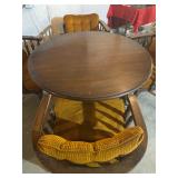 Vintage Wood Round Table w/4 Barrel Chairs - 26.5"H x 48"Dia (Table) + 30"H x 26"W x 27"D -$140