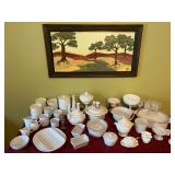 White Ceramic Bakeware/Serving Dishes & Milk Glass 