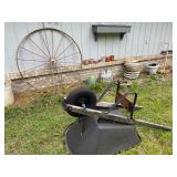 Antique Wagon Wheel & Wheelbarrow