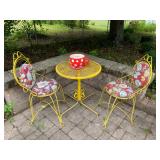 Yellow Wrought Iron Bistro Set