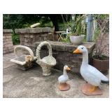 Cement Basket Planters & Concrete Goose
