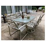 7PC Outdoor Dining Glass Top Table & Chairs 